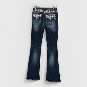 Miss Me Bootcut Jeans Womens 26 Dark Wash Embroidered Bling Y2K Western Floral